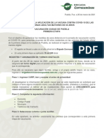 Procedimiento para la aplicación de la vacunación contra COVID-19 de las personas adultas mayores de 60 años en  Puebla