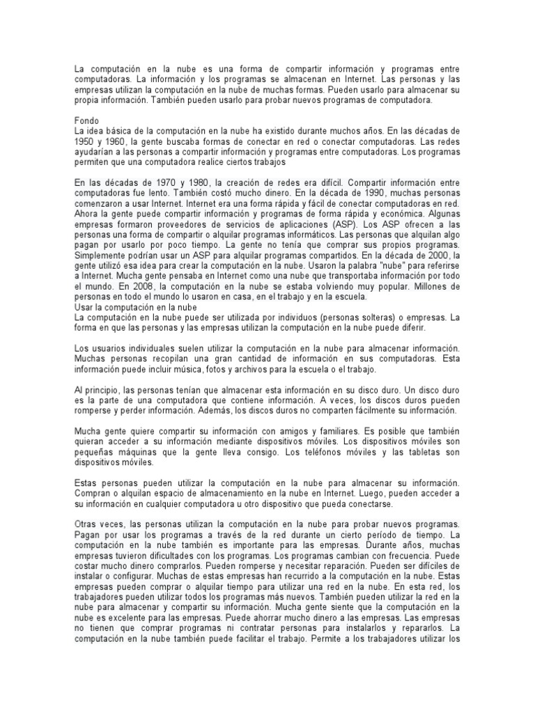 Introducción a la Computación en la Nube | PDF | Computación en la nube ...