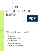 Lesson 3 Uniqueness of Earth: Ms. Geneizzel B. Gotuato
