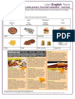 Reading Skills Practice: Food and Restaurants - Exercises: Preparation