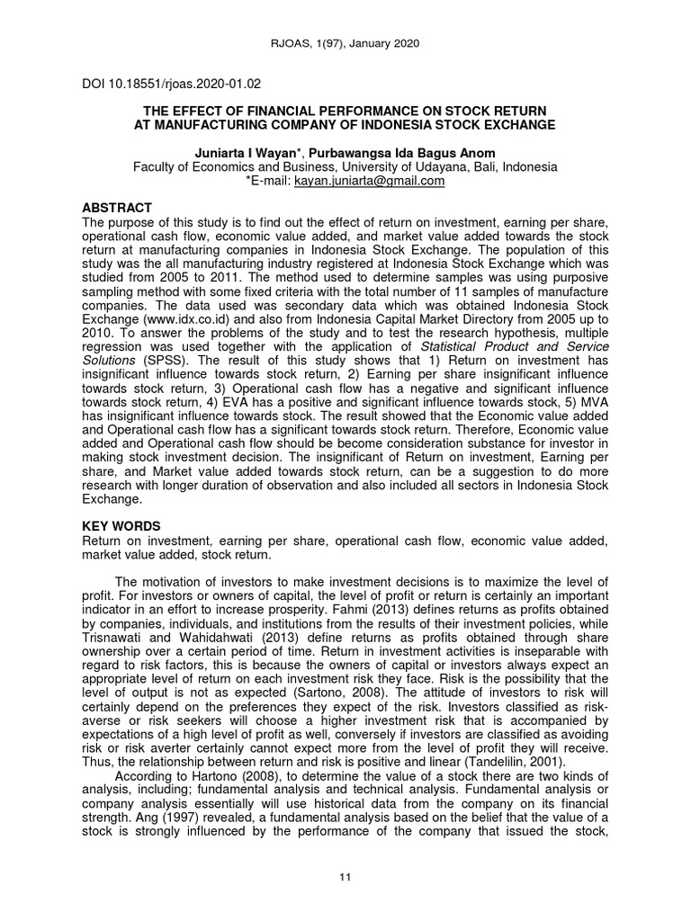The Effect of Financial Performance On Stock Retur | PDF | Investing ...
