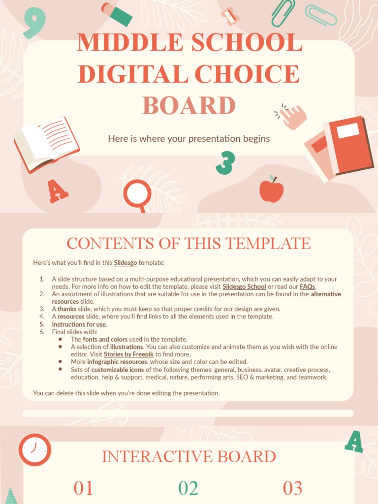 Middle School Digital Choice Board by Slidesgo | PDF | Planets | Solar ...