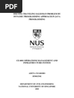 Final Report - Solving Traveling Salesman Problem by Dynamic Programming Approach in Java Program Aditya Nugroho Ht083276e