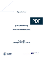 FEMA Small Business Continuity Plan Template