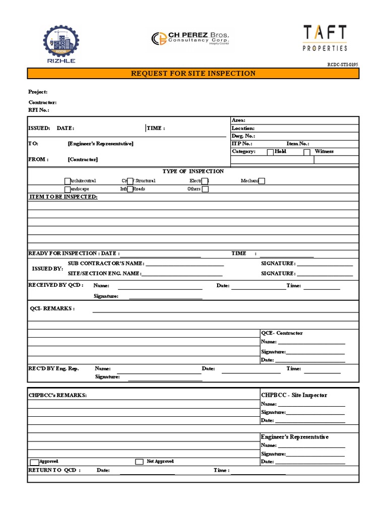 Site Inspection Request Form | PDF | Computers