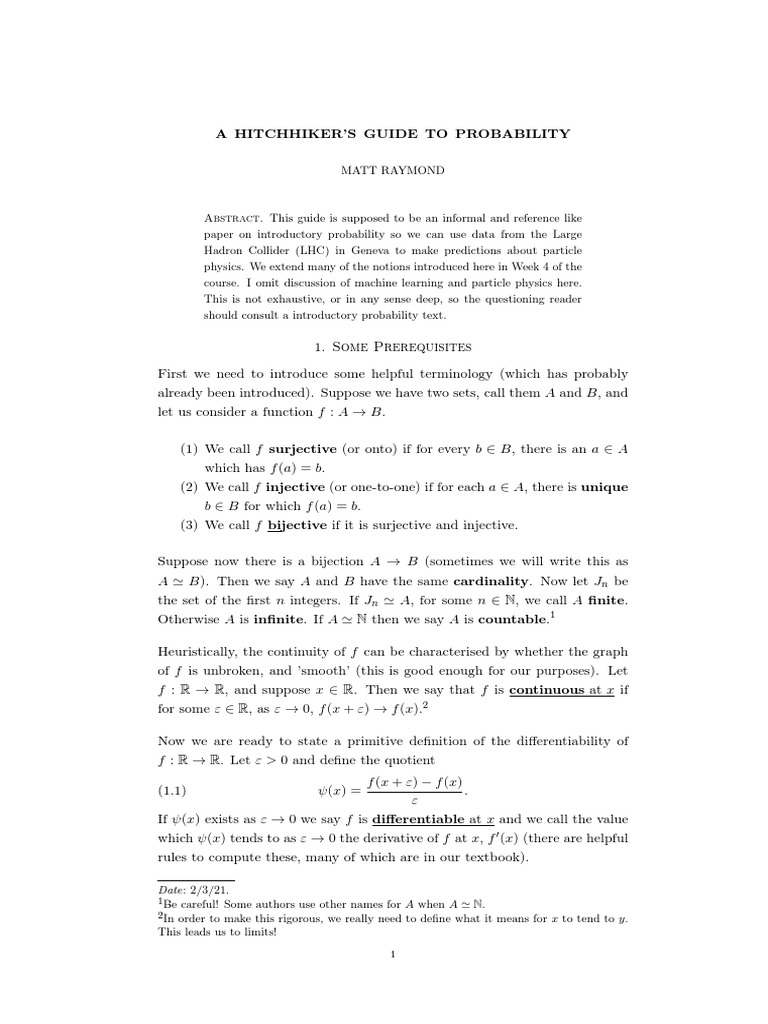 Hitchhiker S Guide To Probability PDF Probability Distribution