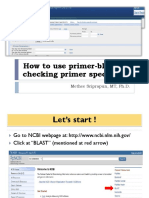 How To Use Primer-Blast For Checking Primer Specificity: Methee Sriprapun, MT, PH.D