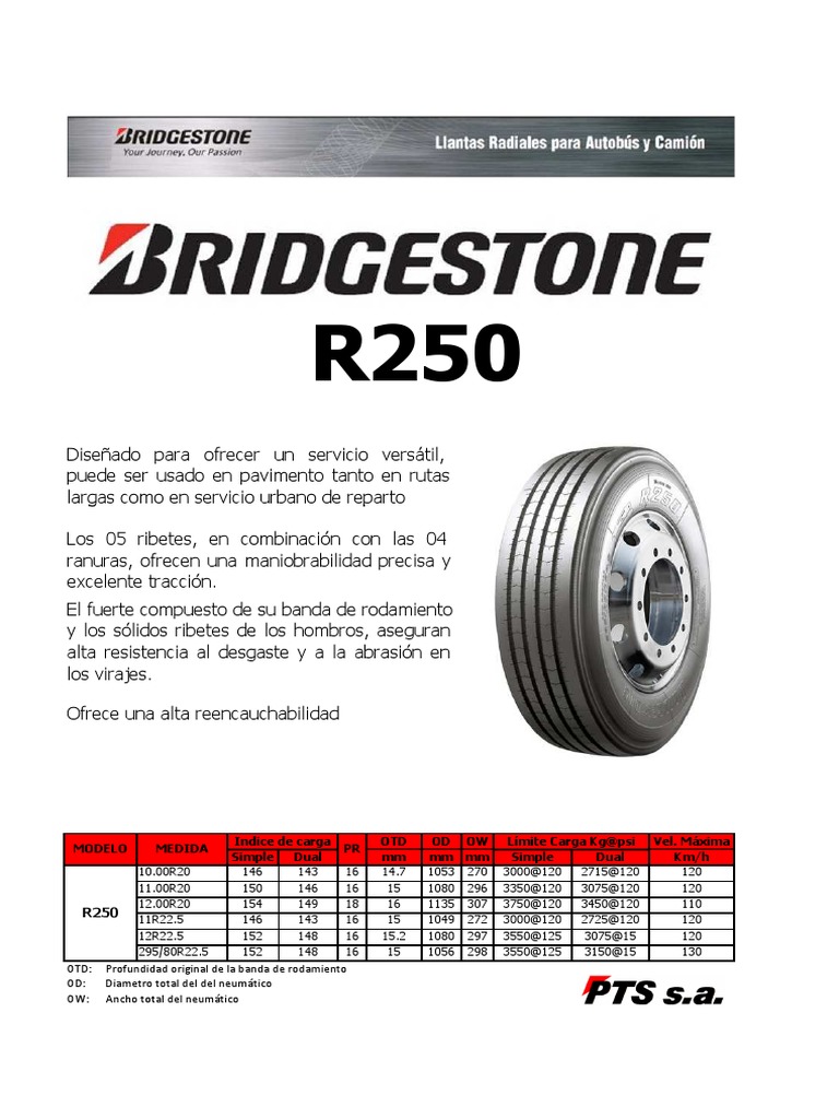 Ficha Técnica Neumático Bridgestone R250 | PDF