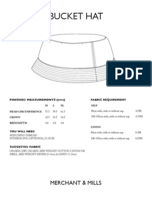 Bucket Hat Pattern and Instructions, PDF, Seam (Sewing)