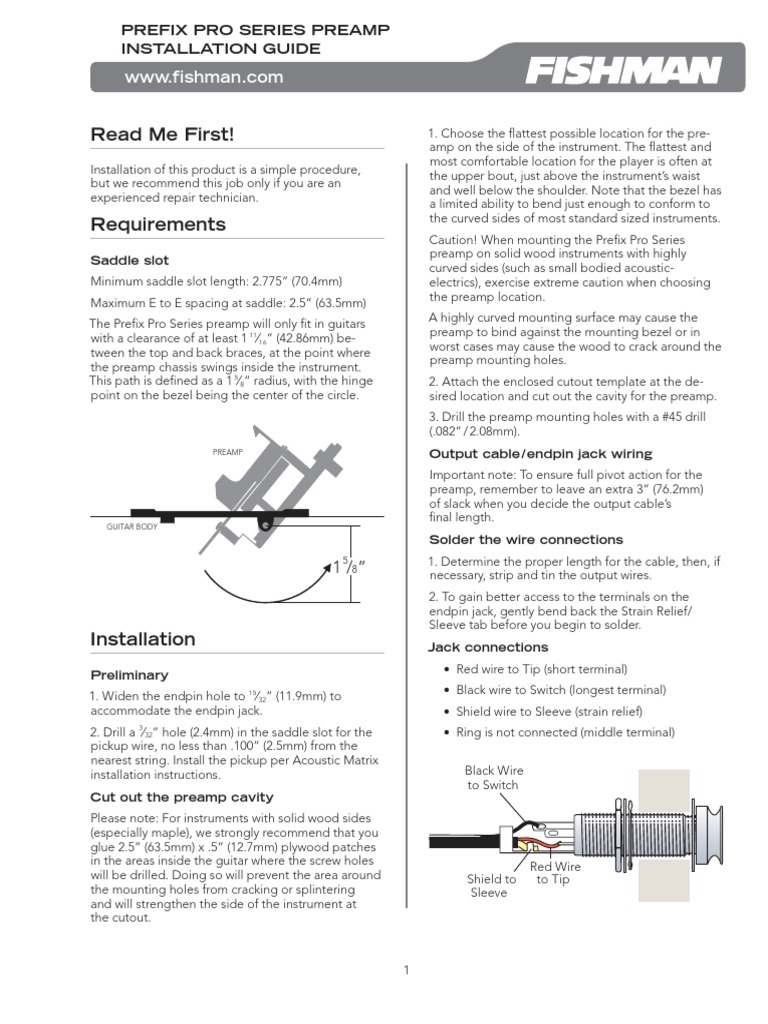 Read Me First!: Prefix Pro Series Preamp Installation Guide | PDF ...