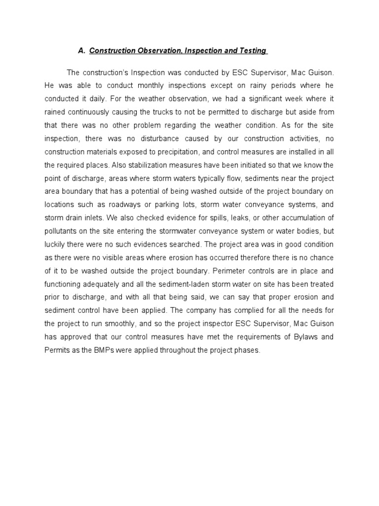 Construction Inspection and Control Measures | PDF | Home & Garden ...