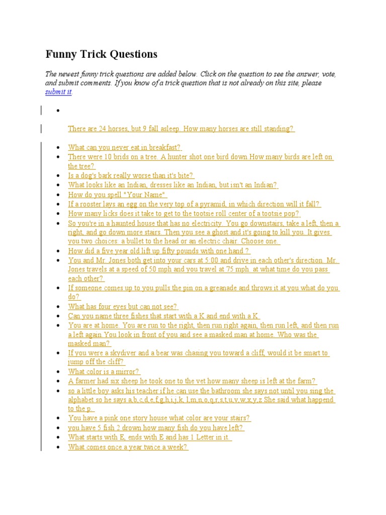 Funny Trick Questions | PDF