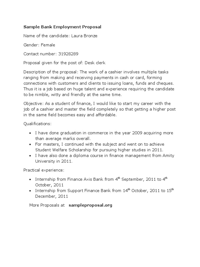 Job Proposal Template 20  PDF Inside Employment Proposal Template