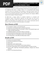 Environmental Management System and Cleaner Production: Basic Elements of EMS