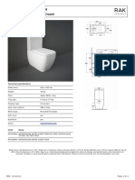 Rak Metropolitan Water Closet Rimless Close Coupled Back To Wall P S Trap 62cm