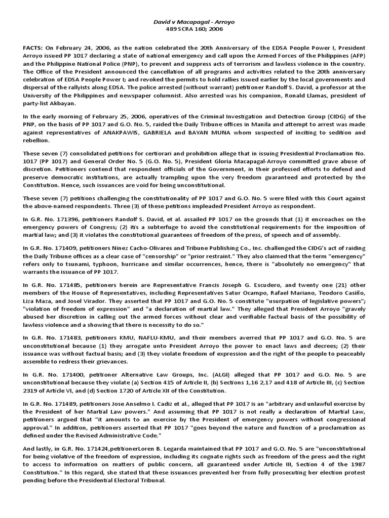 David v macapagal arroyo pdf state of emergency presidents of
