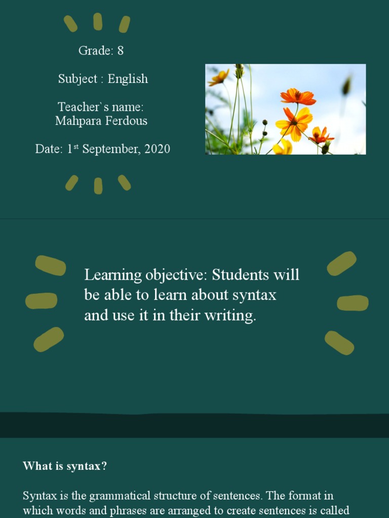 Understanding Syntax in Writing | PDF