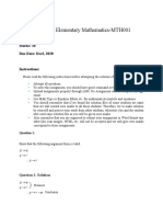 MTH001 Assignment 1: Elementary Mathematics