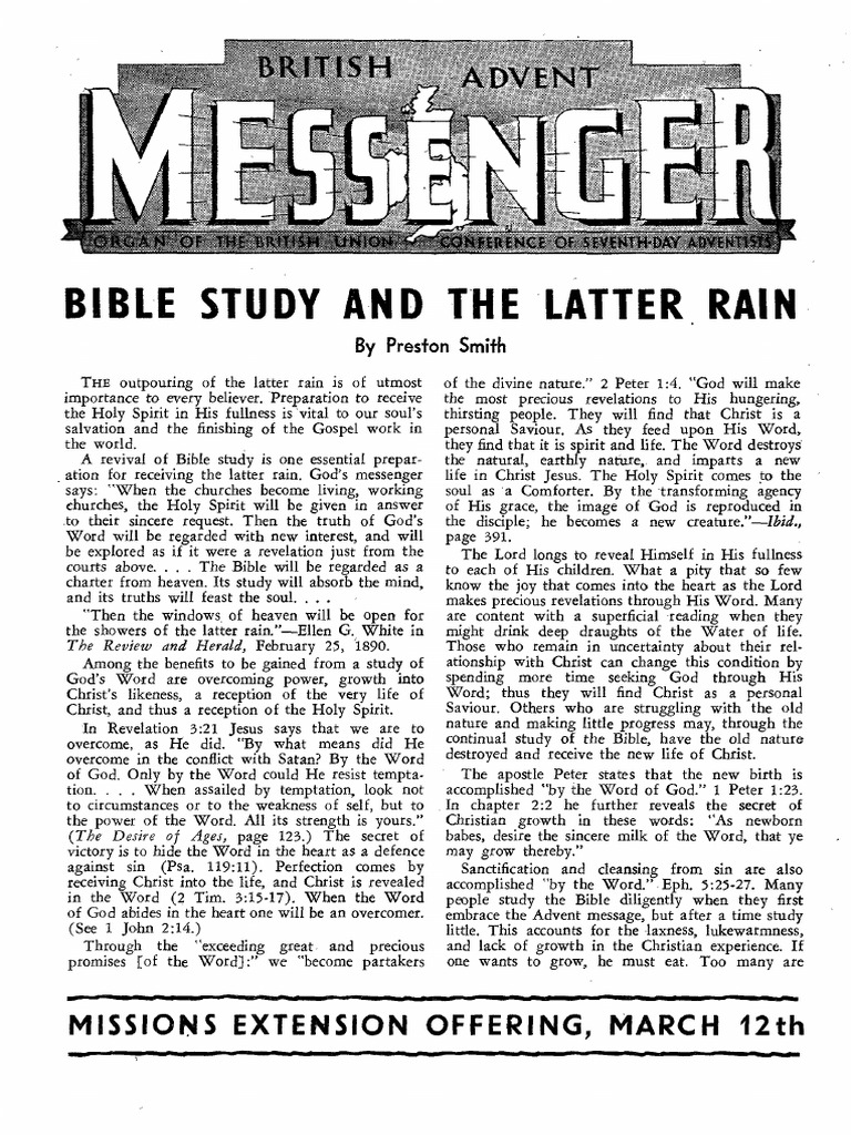 Bible Study and The Latter Rain PDF Jesus Holy Spirit