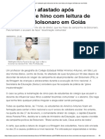 Professor É Afastado Após Discordar de Hino Com Leitura de Slogan de Bolsonaro em Goiás