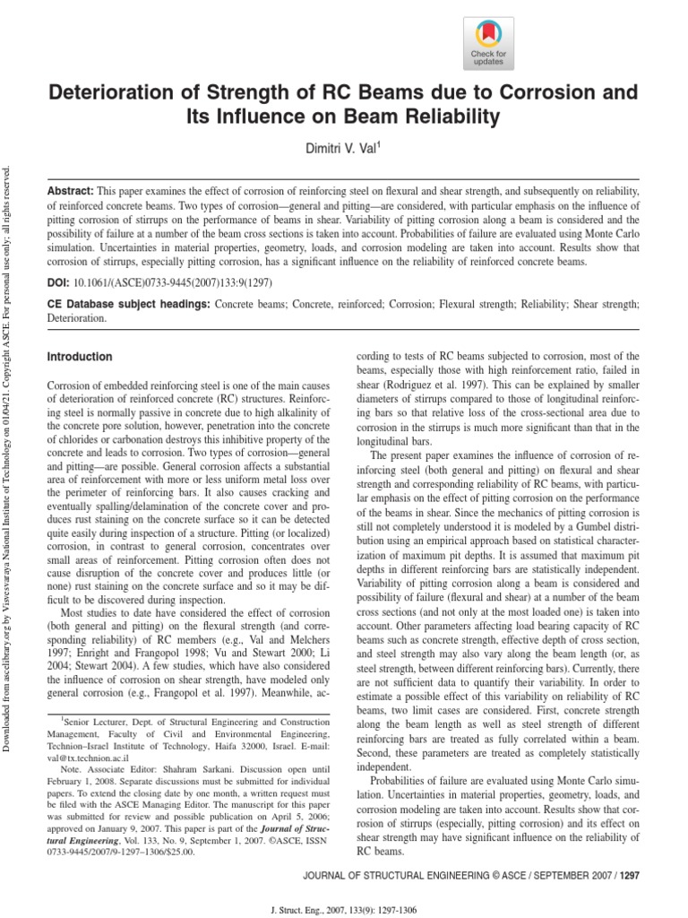 Deterioration of Strength of RC Beams Due To Corrosion and Its ...