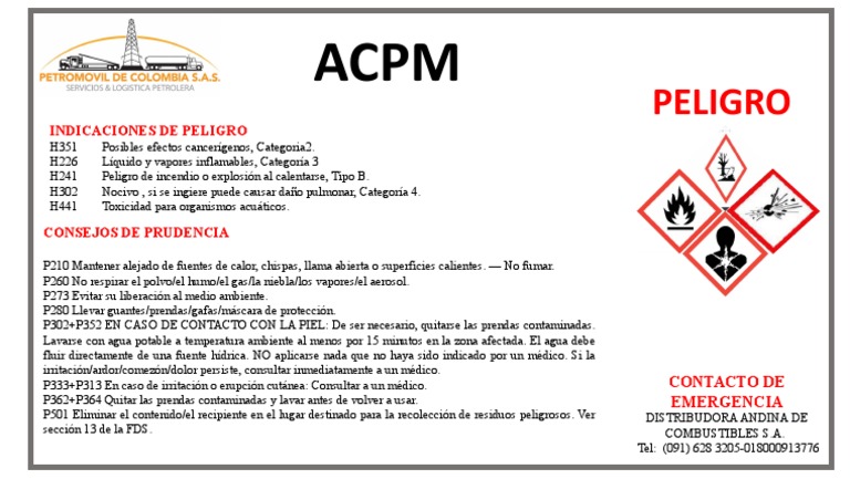 Etiquetas y Seguridad del ACPM | PDF
