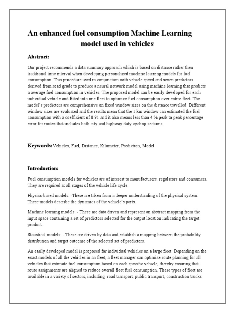 An Enhanced Fuel Consumption Machine Learning Model Used in Vehicles ...
