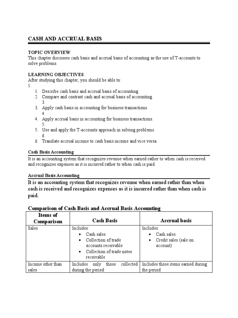Cash vs. Accrual Accounting Explained | PDF | Basis Of Accounting ...