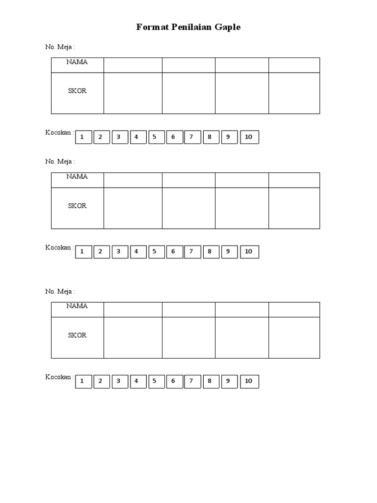 Format Penilaian Lomba Gaple | PDF