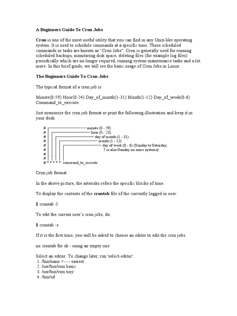 A Beginners Guide To Cron Jobs Pdf Computer Engineering Utility