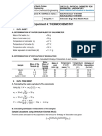 Experiment 4: THERMOCHEMISTRY: Department of Chemical Engineering