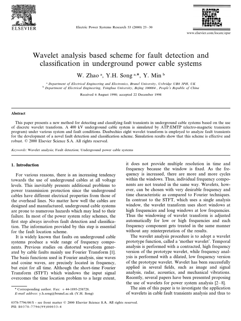 Paper 2 Wavelet Analysis Based Scheme 1998 | PDF | Wavelet | Fourier ...