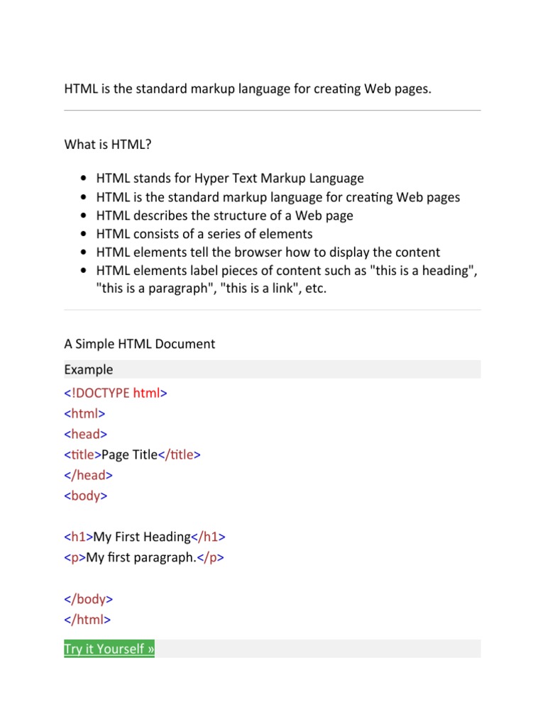 !doctype HTML Head Title /title /head Body h1 /h1 P /P /body /HTML ...