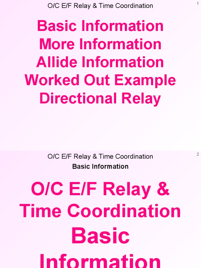 O/C E/F Relay Coordination Guide | PDF | Fuse (Electrical) | Relay