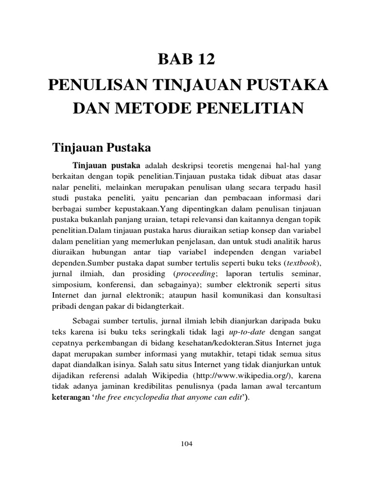 Penulisan Tinjauan Pustaka Dan Metode Penelitian Pdf