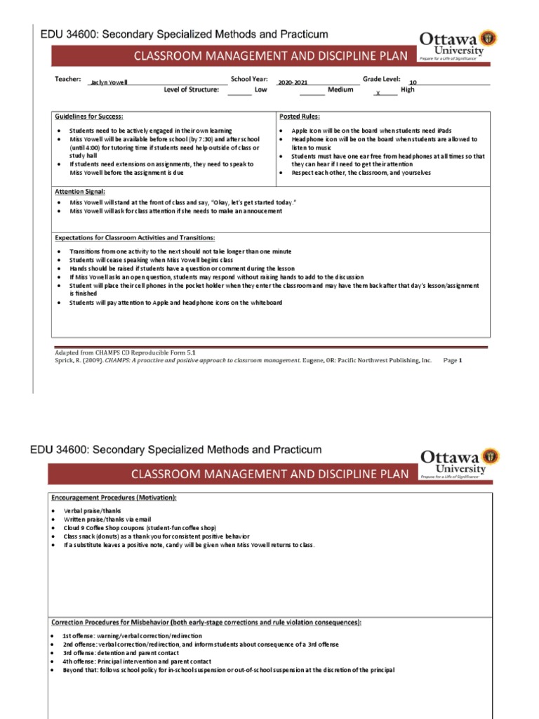 Classroom Management Guidelines by Miss Yowell | PDF | Classroom ...