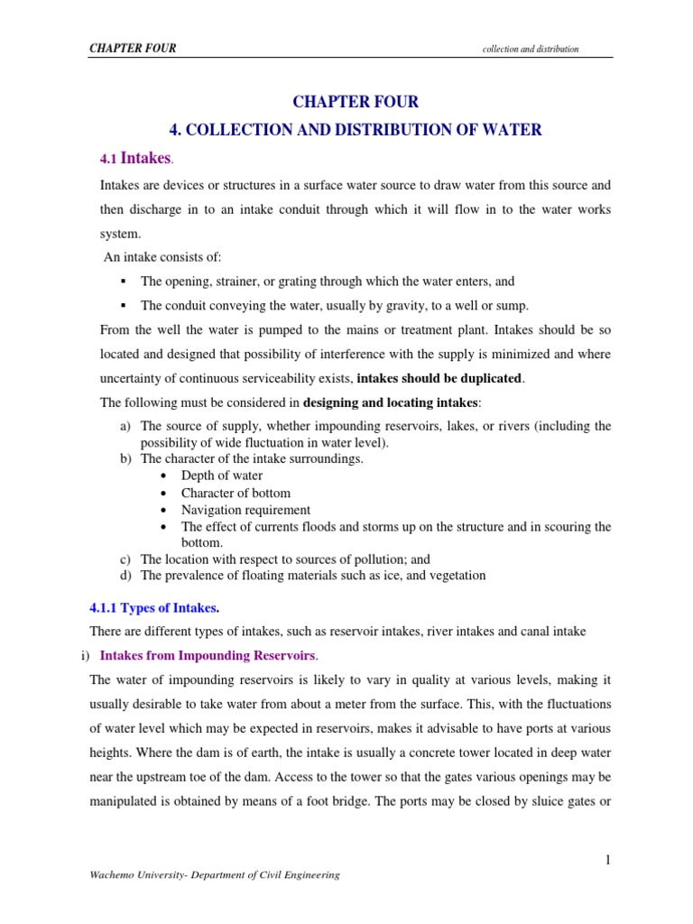 Water Intake Structures and Methods | PDF | Reservoir | Pipe (Fluid ...