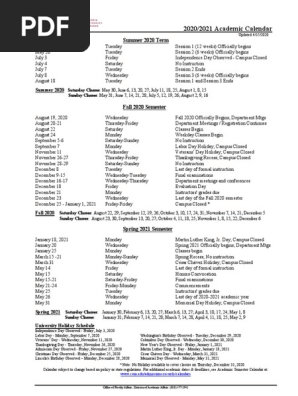 CSUN 2020-2021 Academic Calendar | PDF | Academic Term | Public Holiday