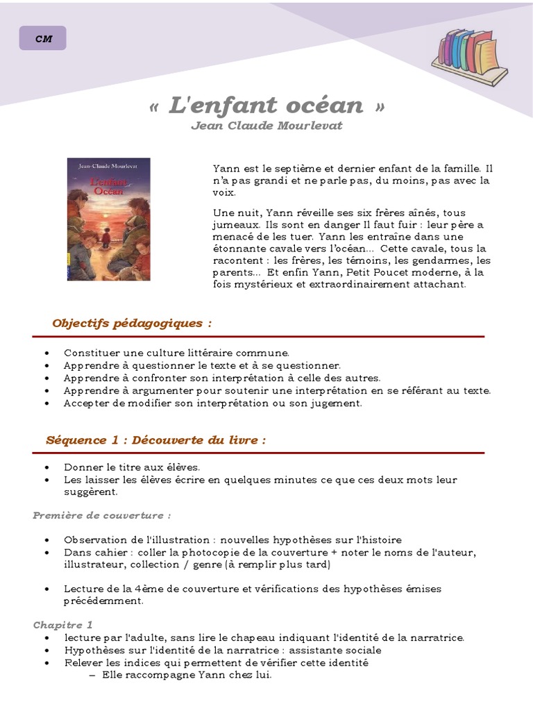 Fiche Pedagogique L'enfant Océan PDF Contes de fées