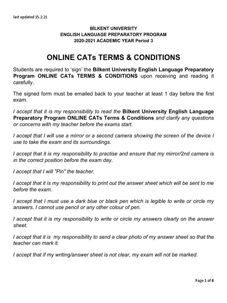 Period 26 CAT Revised Online Exam Terms and Conditions  PDF