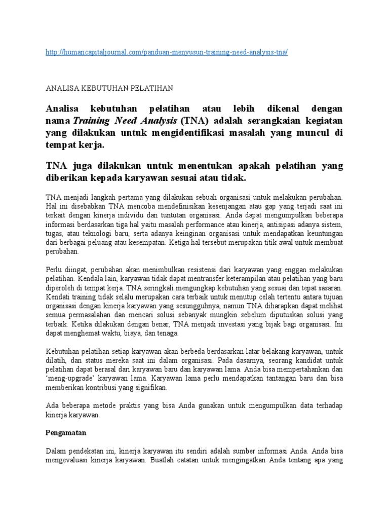 Tahapan Dan Contoh Form TNA | PDF
