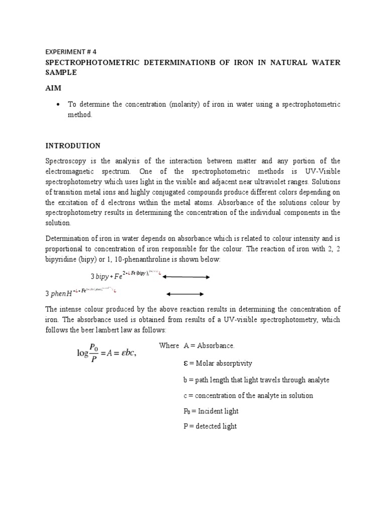 Lab Report (Spectroscopy) | PDF | Spectrophotometry | Absorbance