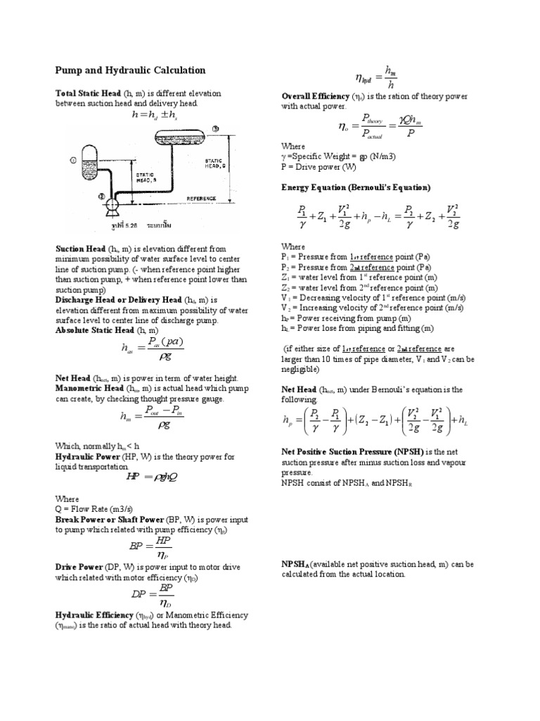 Pump and Hydraulic Calculation PDF Pump Hydraulics