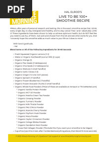 Hal's Miracle Morning Smoothie Recipe 2020