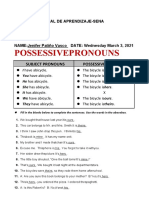 Possessivepronouns: Subject Pronouns Possessive Pronouns
