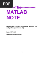 Matlab Note: by Abdullah (Student of B S Maths 4 Semester GPG College Timergara Lower Dir) - Date: 9/5/2019