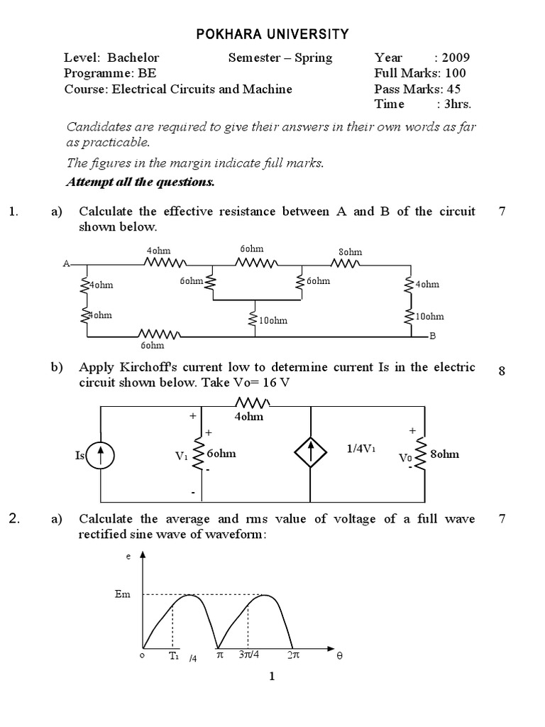 Electrical CKT and Machine PDF Electrical Impedance Ac Power