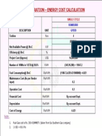 Power Generation - Energy Cost Calculation: Single Cycle