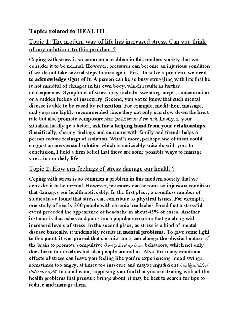 Managing Stress for Better Health | PDF | Healthy Diet | Stress (Biology)