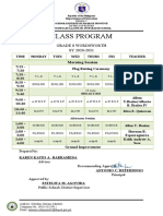 Class Program: Grade 8 Wordsworth SY 2020-2021